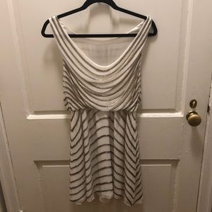 Alice + Olivia Cream Silver Beaded Mini Dress Sz 6